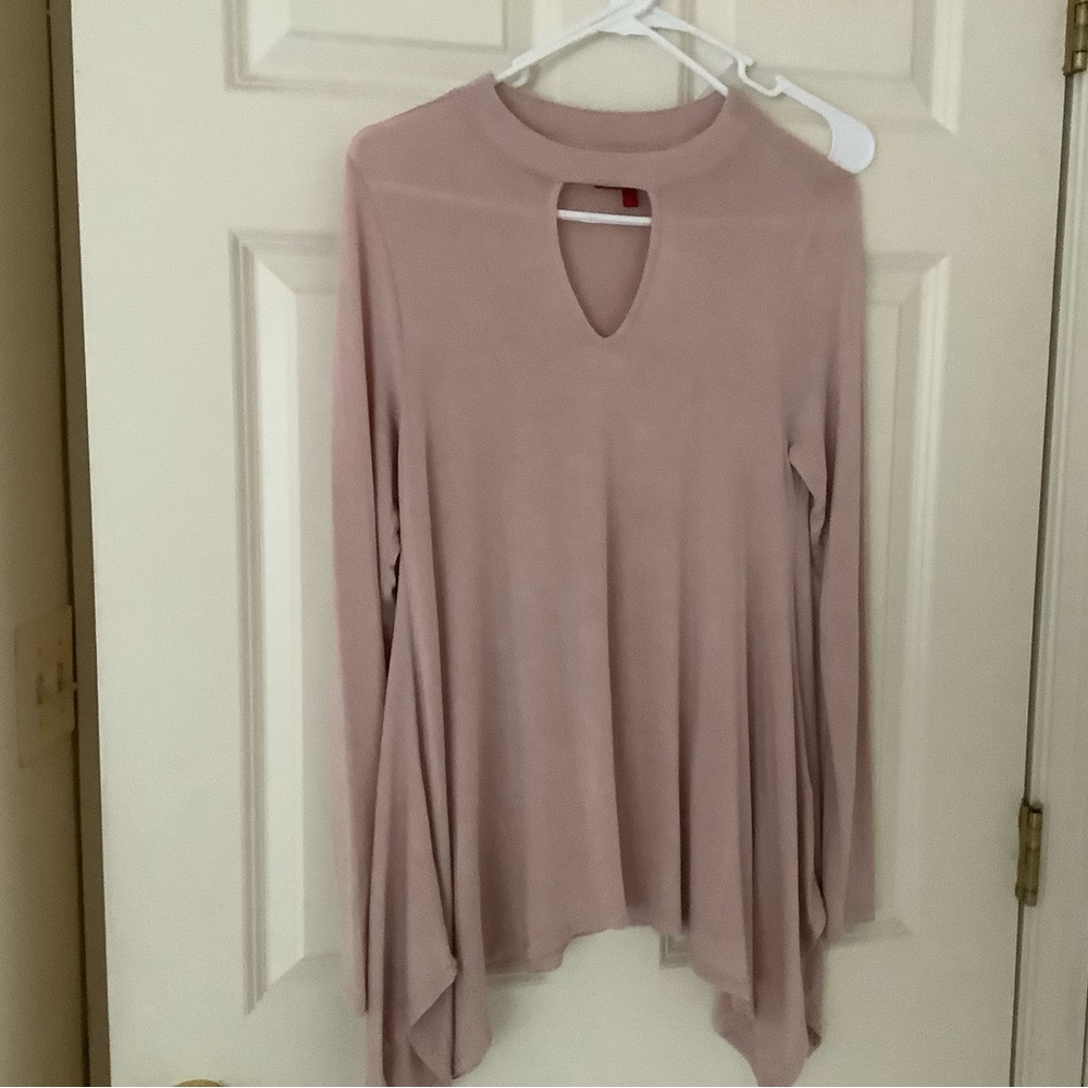 Jennifer Lopez Pink Asymmetrical Long Sleeve Tunic